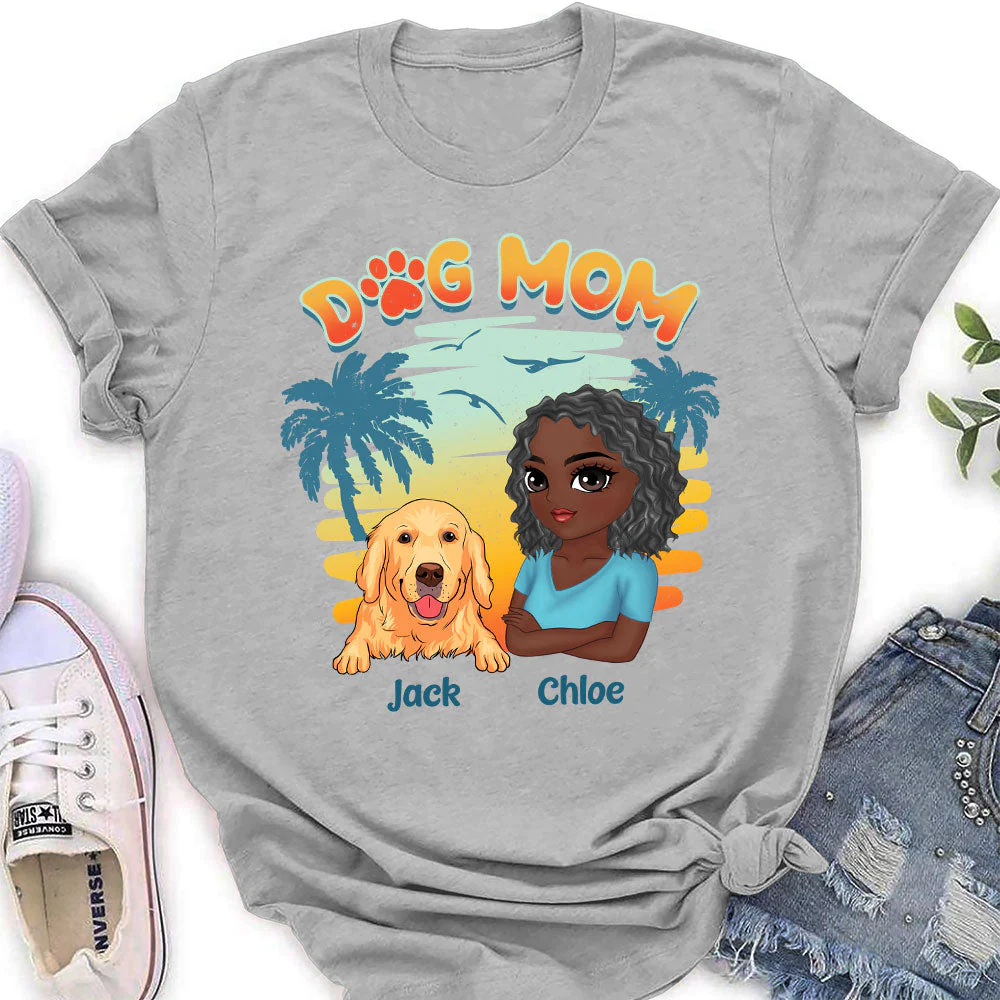 Dog Mom Gradient - Personalized Custom Women's T-shirt - Image 3