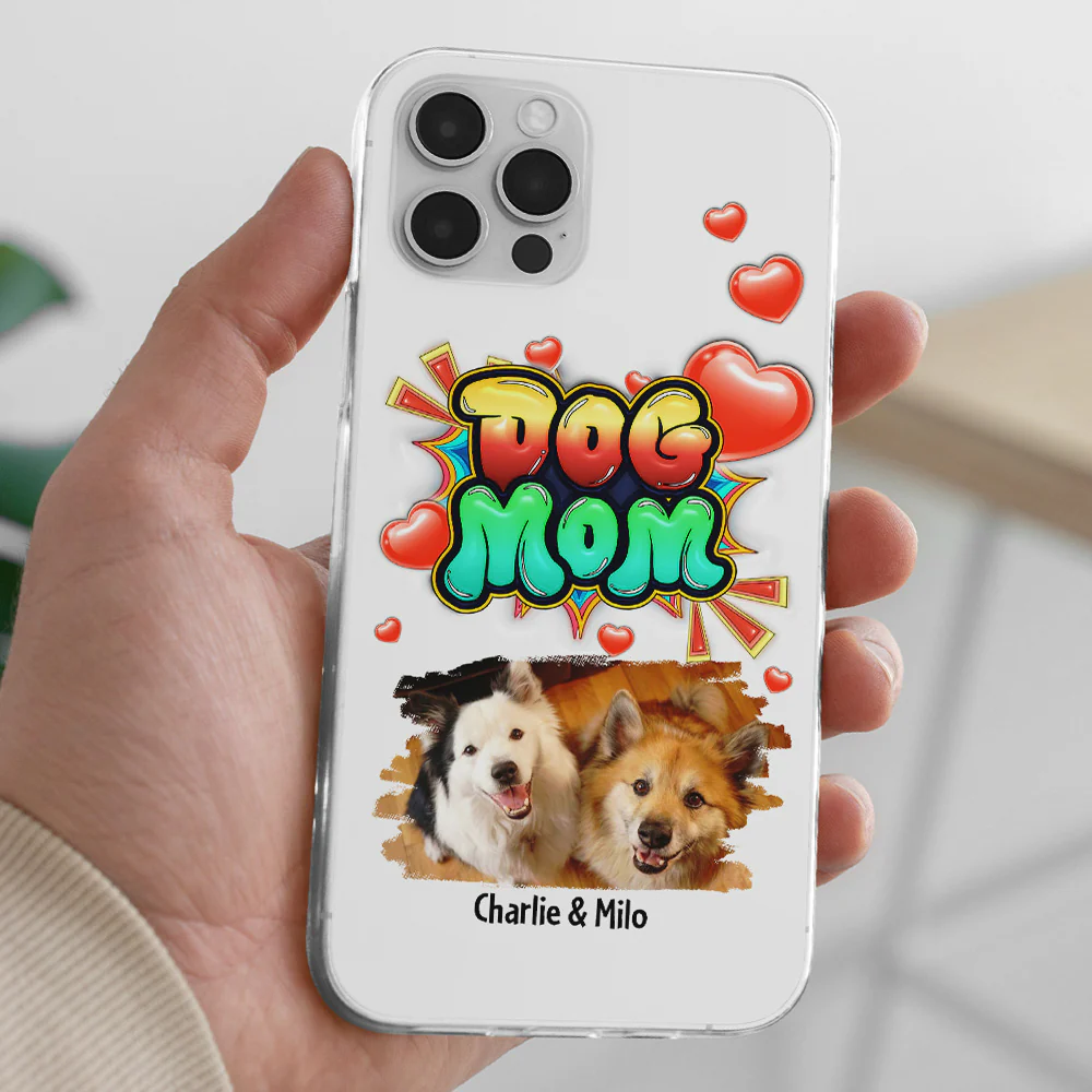 Dog Mom Gradient Photo - Personalized Custom 3D Inflated Effect Phone Case - Image 2