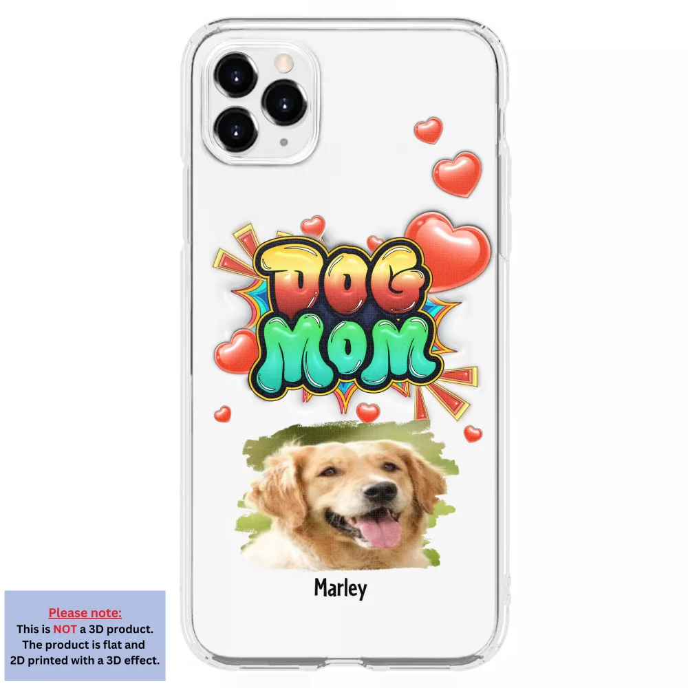 Dog Mom Gradient Photo - Personalized Custom 3D Inflated Effect Phone Case - Image 7