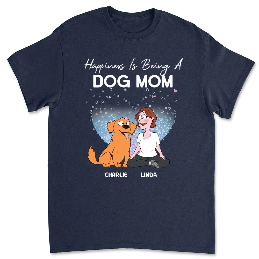 Dog Mom Happiness Heart - Personalized Custom Unisex T-shirt