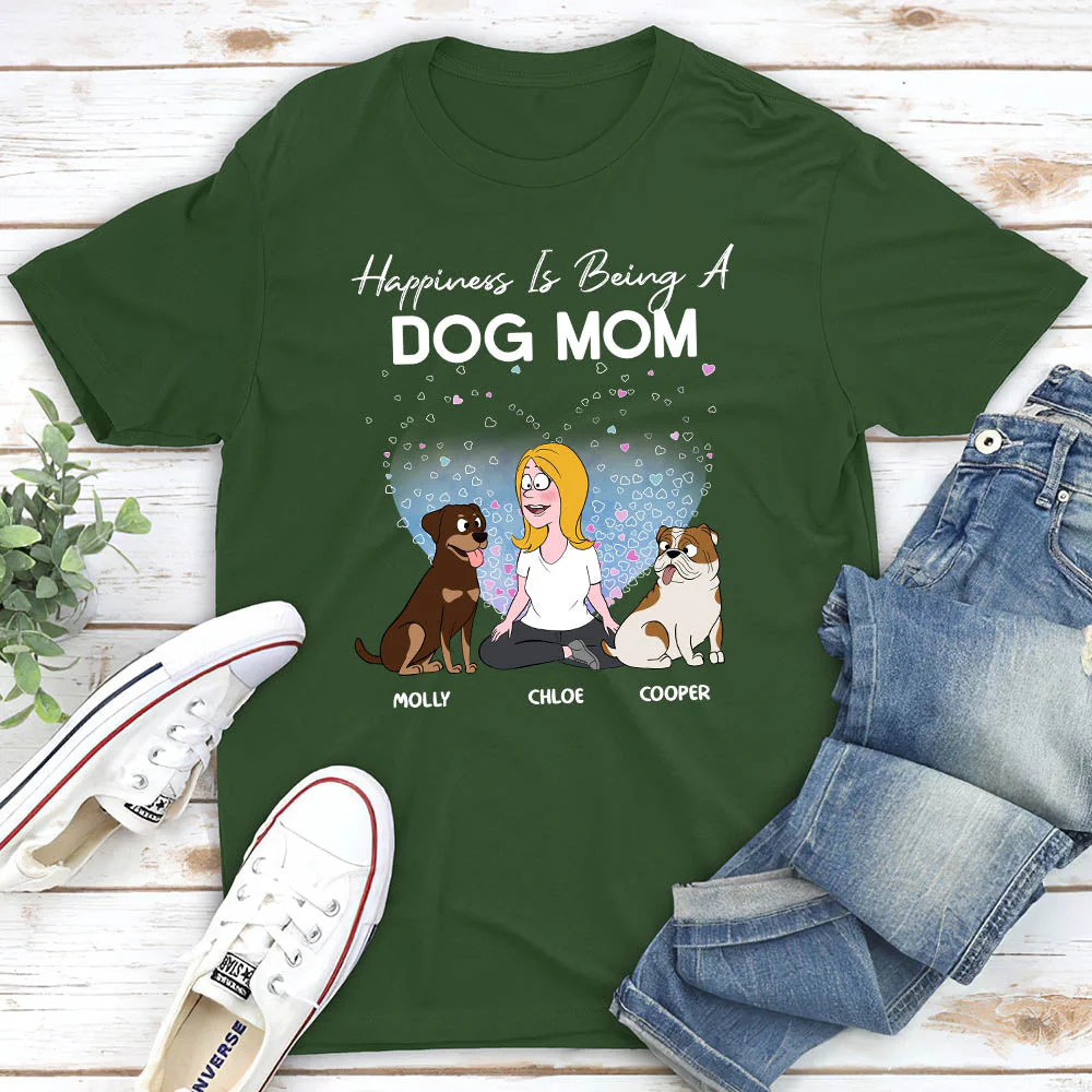Dog Mom Happiness Heart - Personalized Custom Unisex T-shirt - Image 3