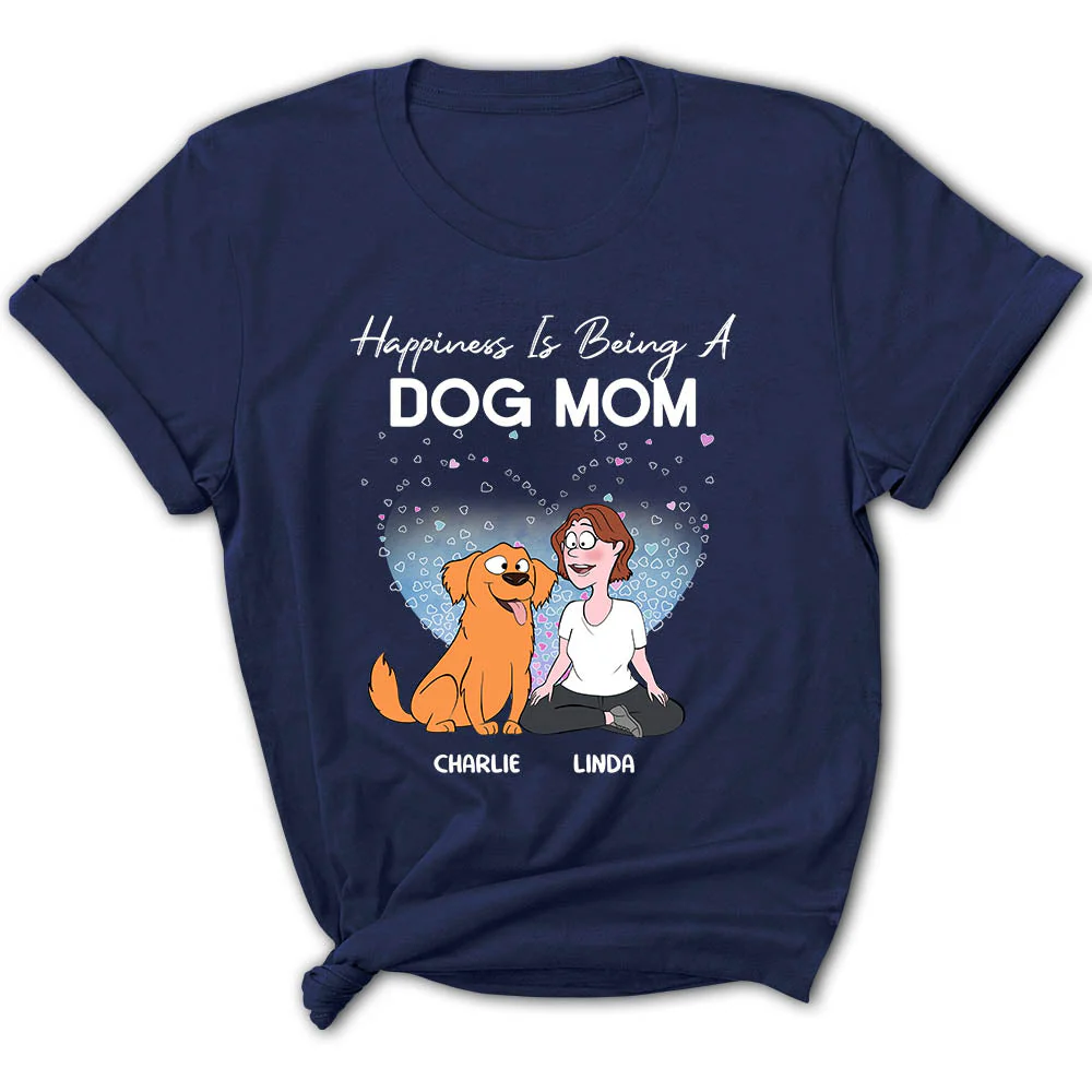 Dog Mom Happiness Heart - Personalized Custom Women's T-shirt