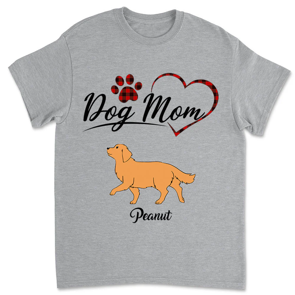 Dog Mom Heart 2 - Personalized Custom Unisex T-shirt