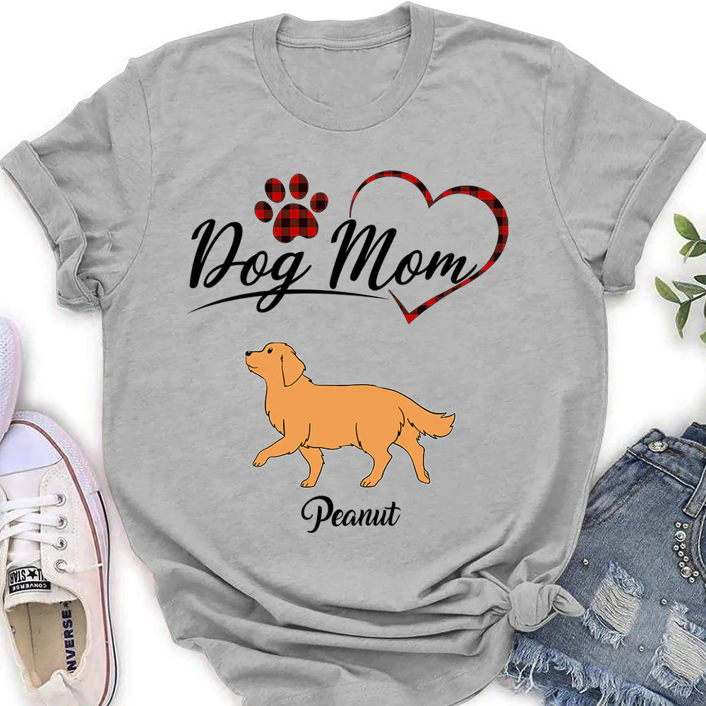 Dog Mom Heart 2 - Personalized Custom Women's T-shirt