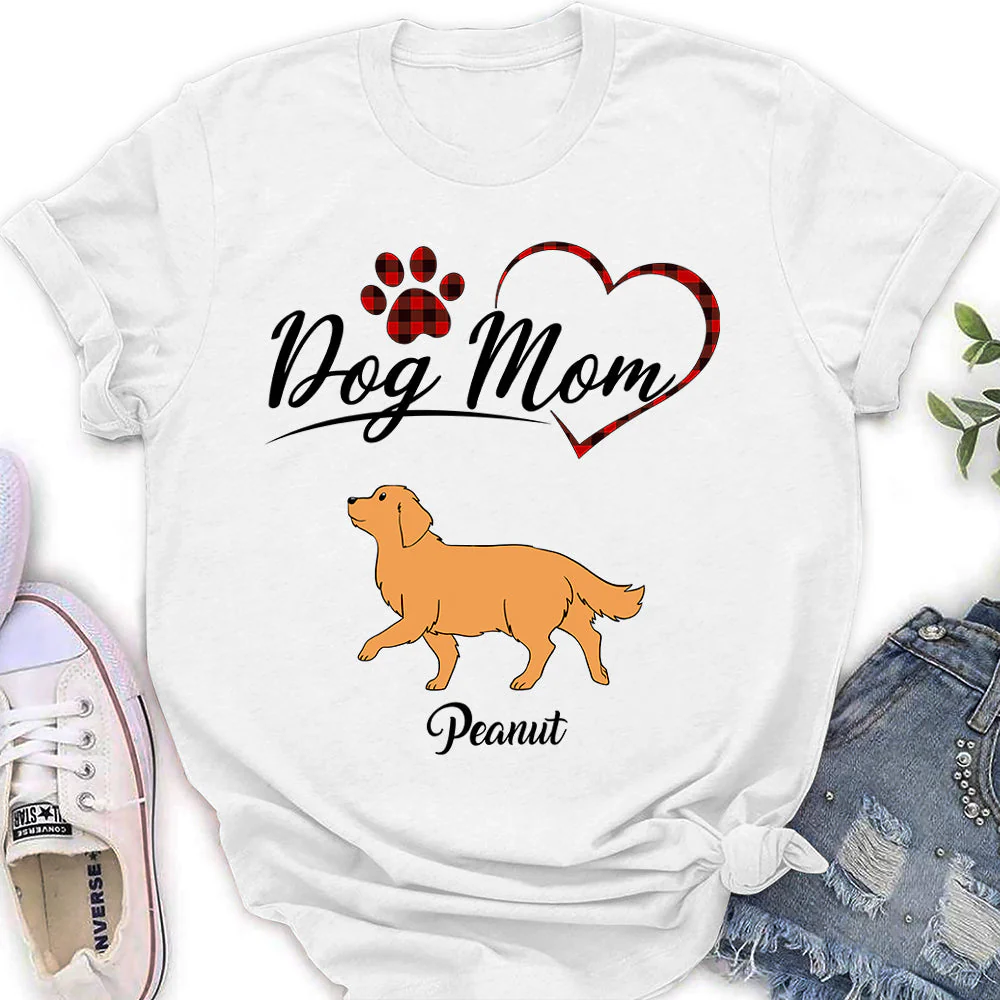Dog Mom Heart 2 - Personalized Custom Women's T-shirt - Image 2