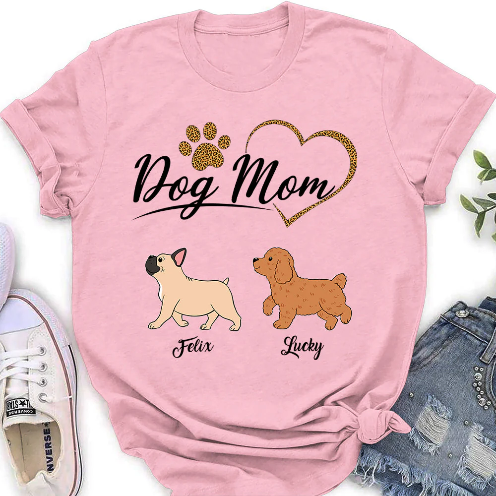 Dog Mom Heart 2 - Personalized Custom Women's T-shirt - Image 3