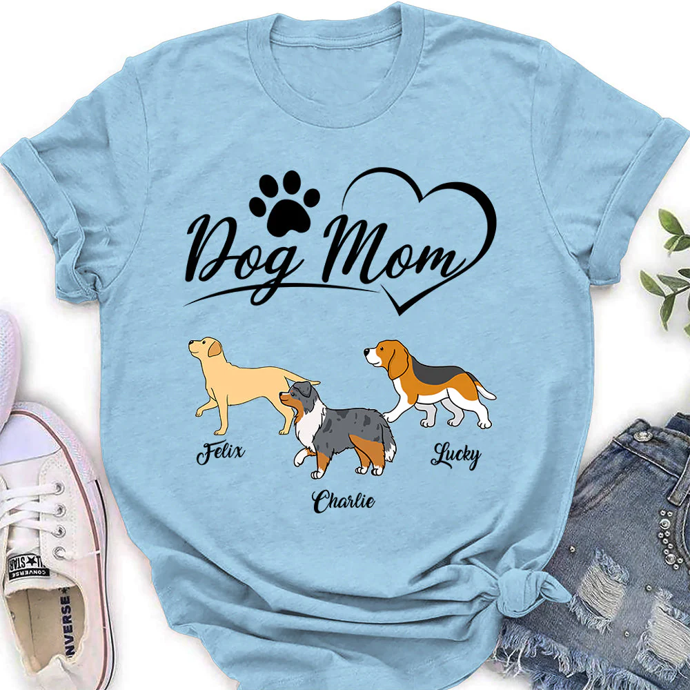 Dog Mom Heart 2 - Personalized Custom Women's T-shirt - Image 4
