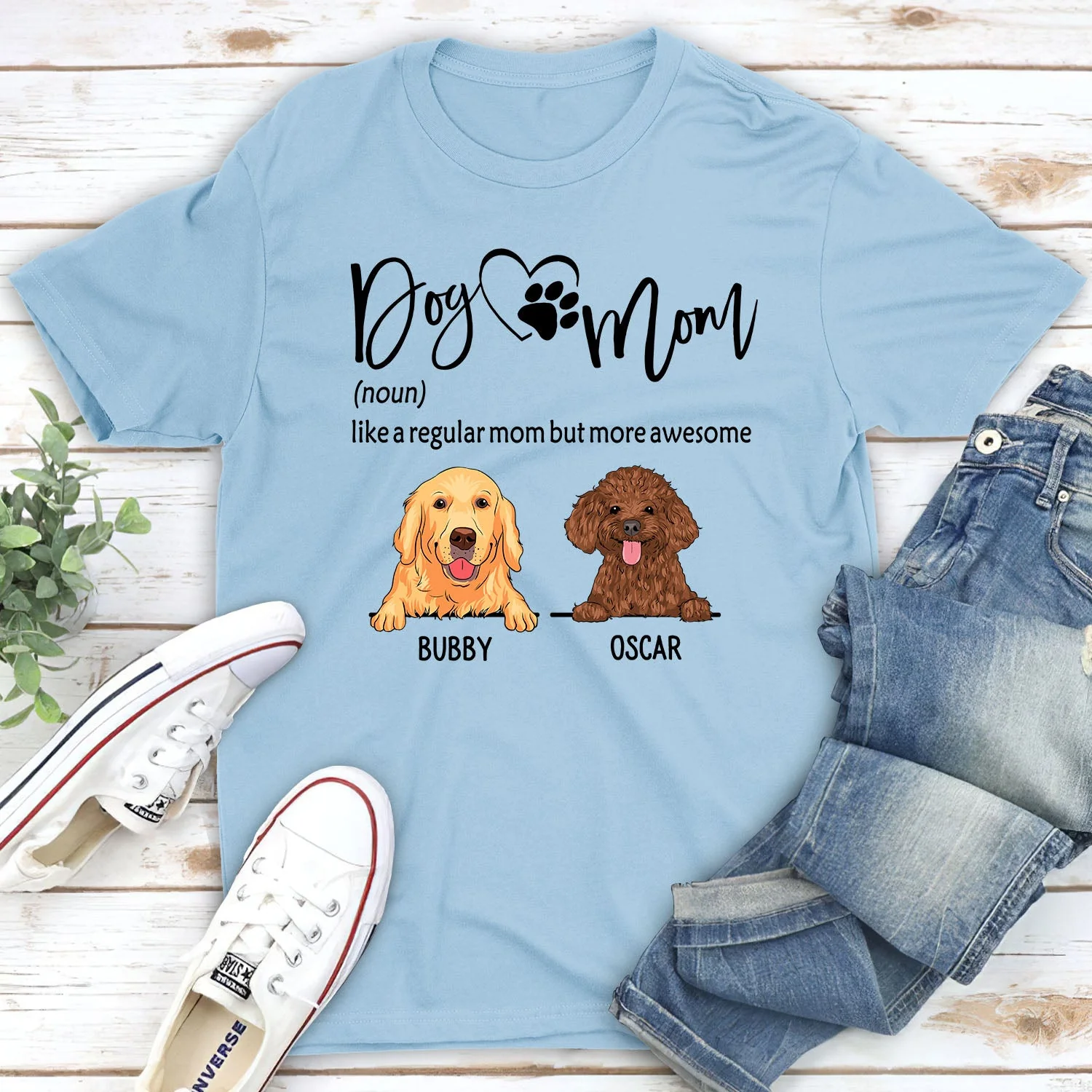 Dog Mom Heart - Personalized Custom Unisex T-shirt - Image 3