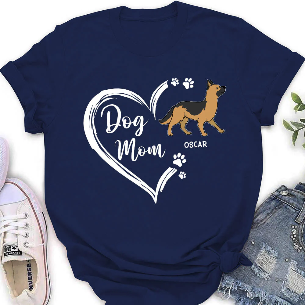 Dog Mom Heart Shape - Personalized Custom Women's T-shirt - Image 3