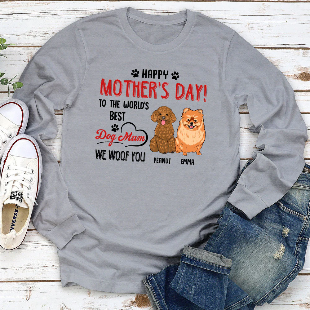 Dog Mom I Woof You - Personalized Custom Long Sleeve T-shirt - Image 2
