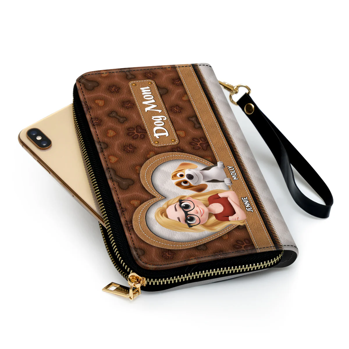 Dog Mom Leopard Cartoon - Personalized Custom 3D Inflated Effect Leather Wallet - Image 3