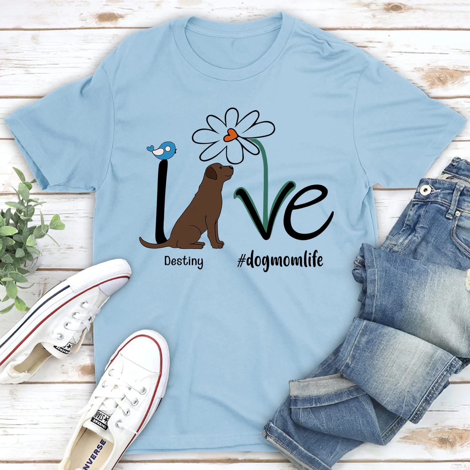 Dog Mom Life Flower - Personalized Custom Unisex T-shirt - Image 4