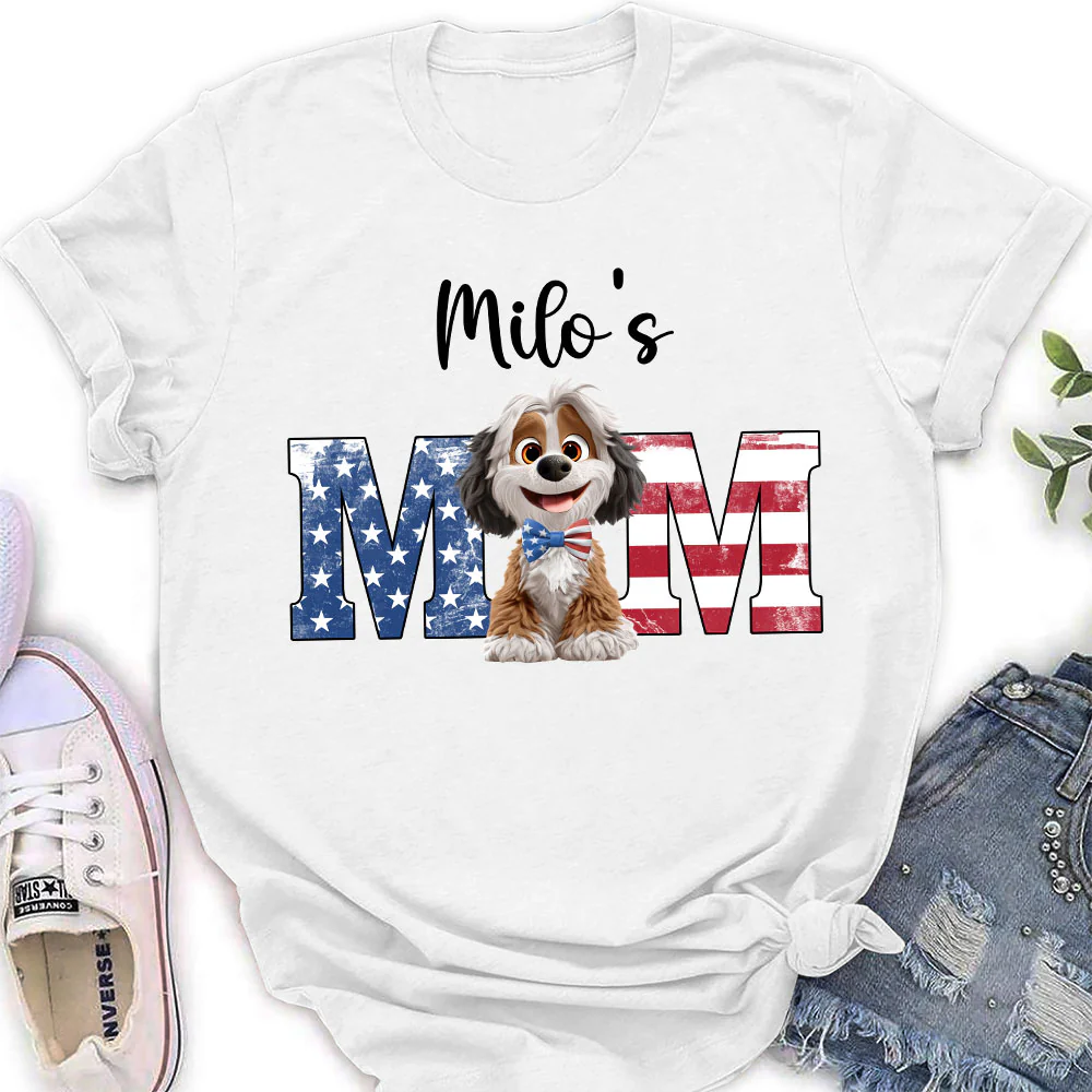 Dog Mom Love Peace - Personalized Custom Women's T-Shirt - Image 2