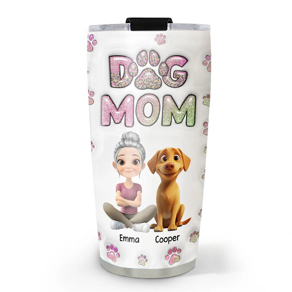 Dog Mom Lovely Chibi Full Option - Personalized Custom 3D Inflated Effect Tumbler