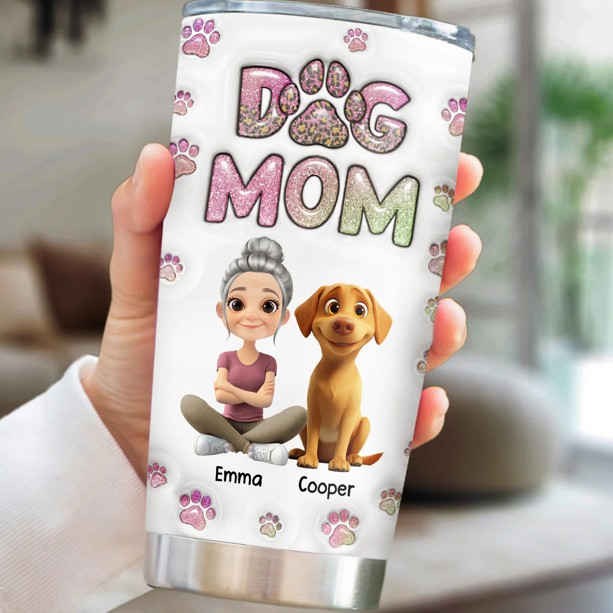 Dog Mom Lovely Chibi Full Option - Personalized Custom 3D Inflated Effect Tumbler - Image 2
