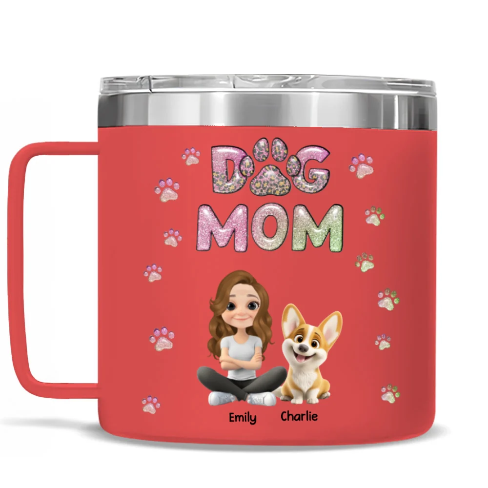 Dog Mom Lovely Chibi - Personalized Custom 14oz Stainless Steel Tumbler With Handle - Image 9