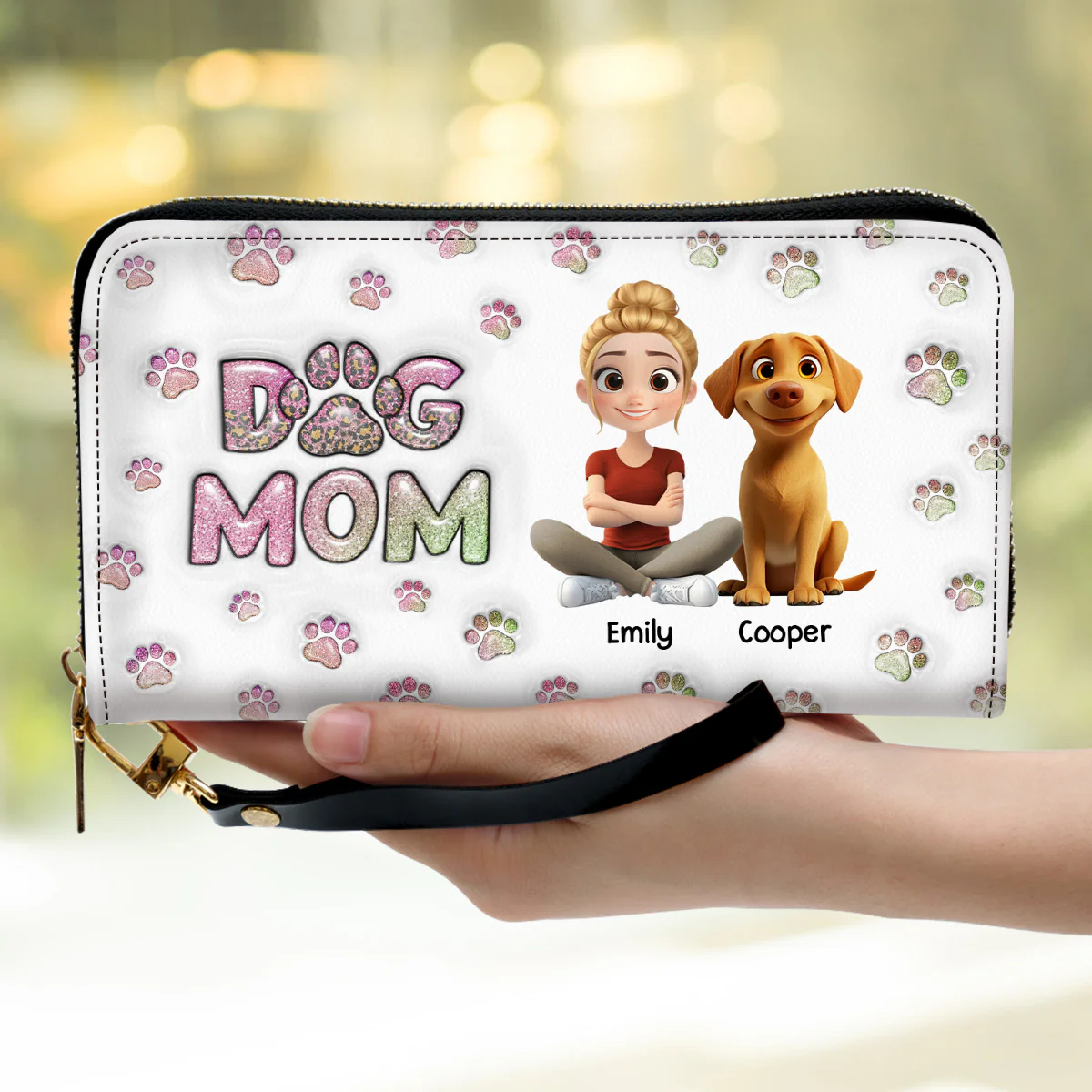Dog Mom Lovely Chibi - Personalized Custom 3D Inflated Effect Leather Wallet - Image 2