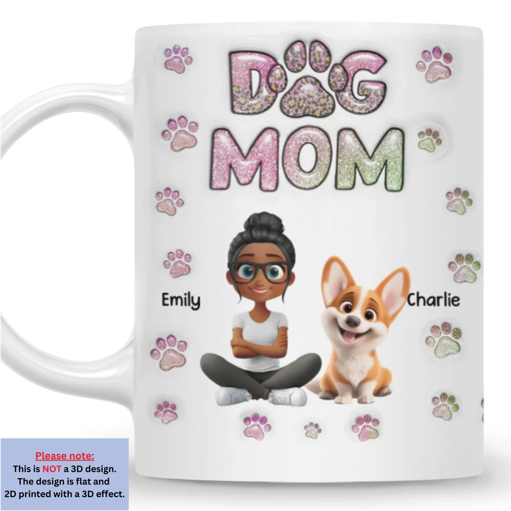 Dog Mom Lovely Chibi - Personalized Custom 3D Inflated Effect Mug - Image 6