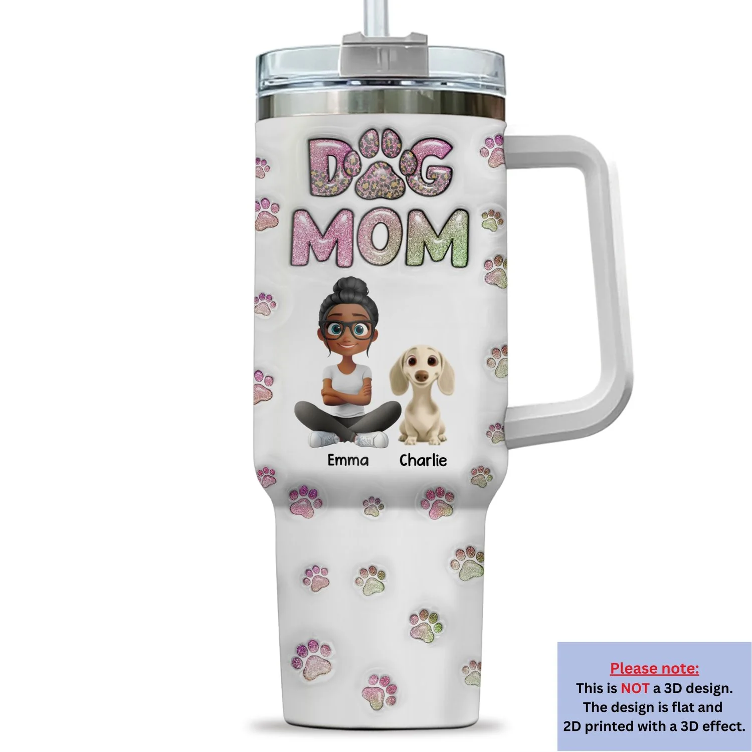 Dog Mom Lovely Chibi - Personalized Custom 3D Inflated Effect Tumbler - Image 10