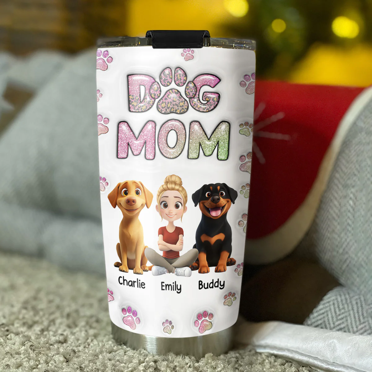 Dog Mom Lovely Chibi - Personalized Custom 3D Inflated Effect Tumbler - Image 3