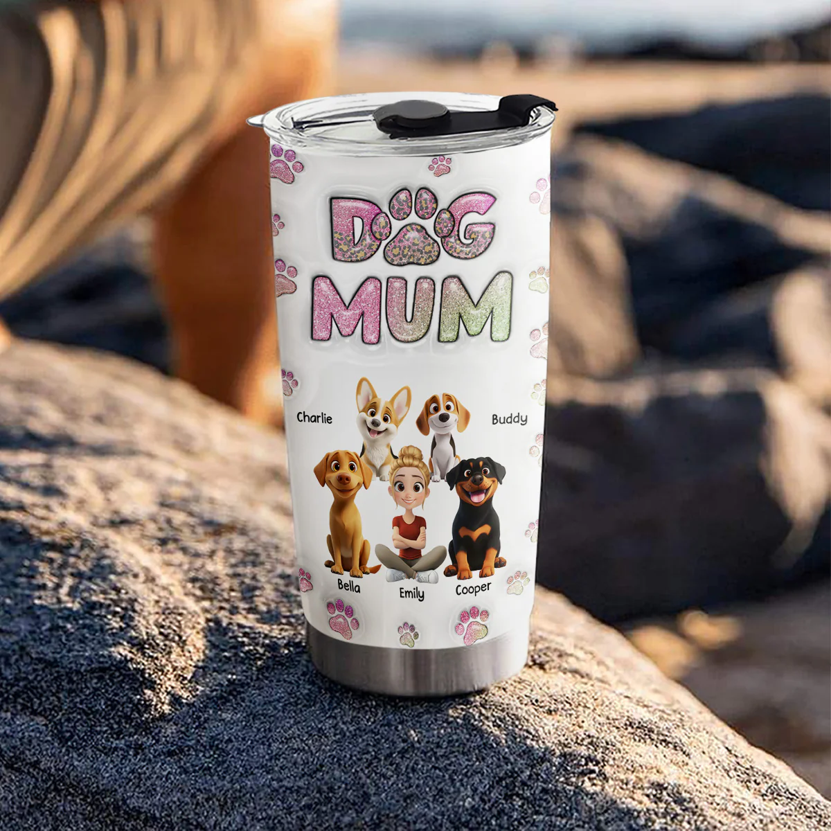 Dog Mom Lovely Chibi - Personalized Custom 3D Inflated Effect Tumbler - Image 4