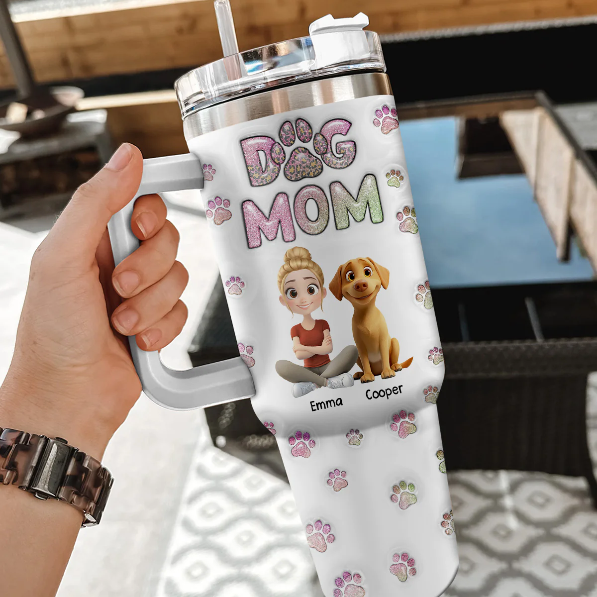 Dog Mom Lovely Chibi - Personalized Custom 3D Inflated Effect Tumbler - Image 7