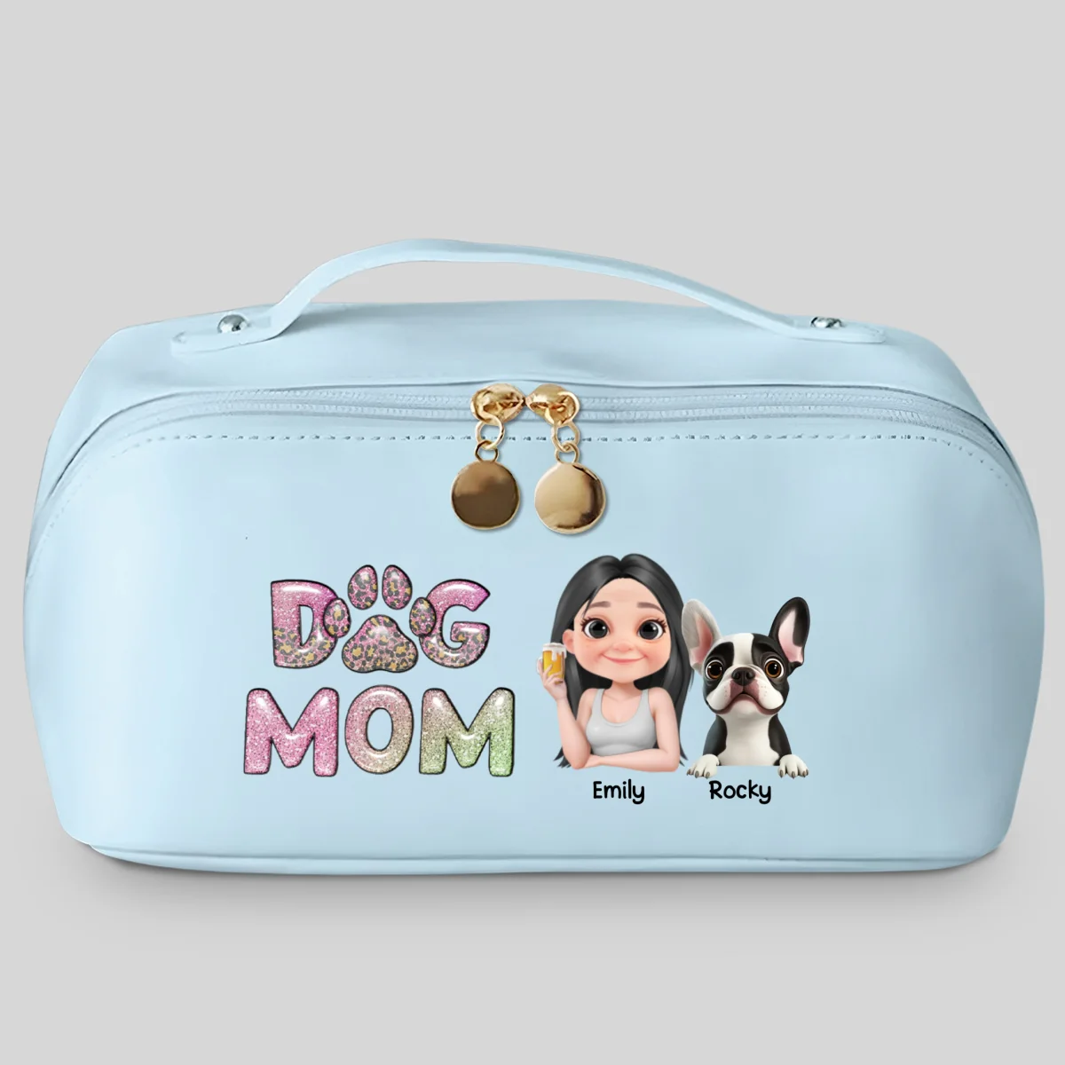 Dog Mom Lovely Chibi - Personalized Custom Leather Makeup Bag - Image 10