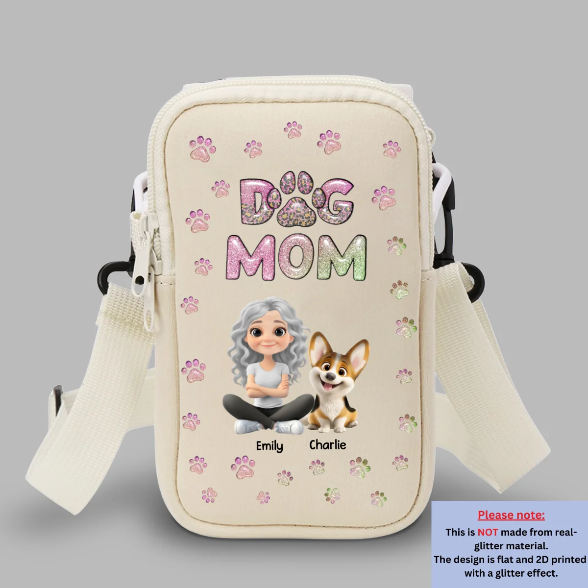 Dog Mom Lovely Chibi - Personalized Custom Water Bottle Carrier Bag - Image 10