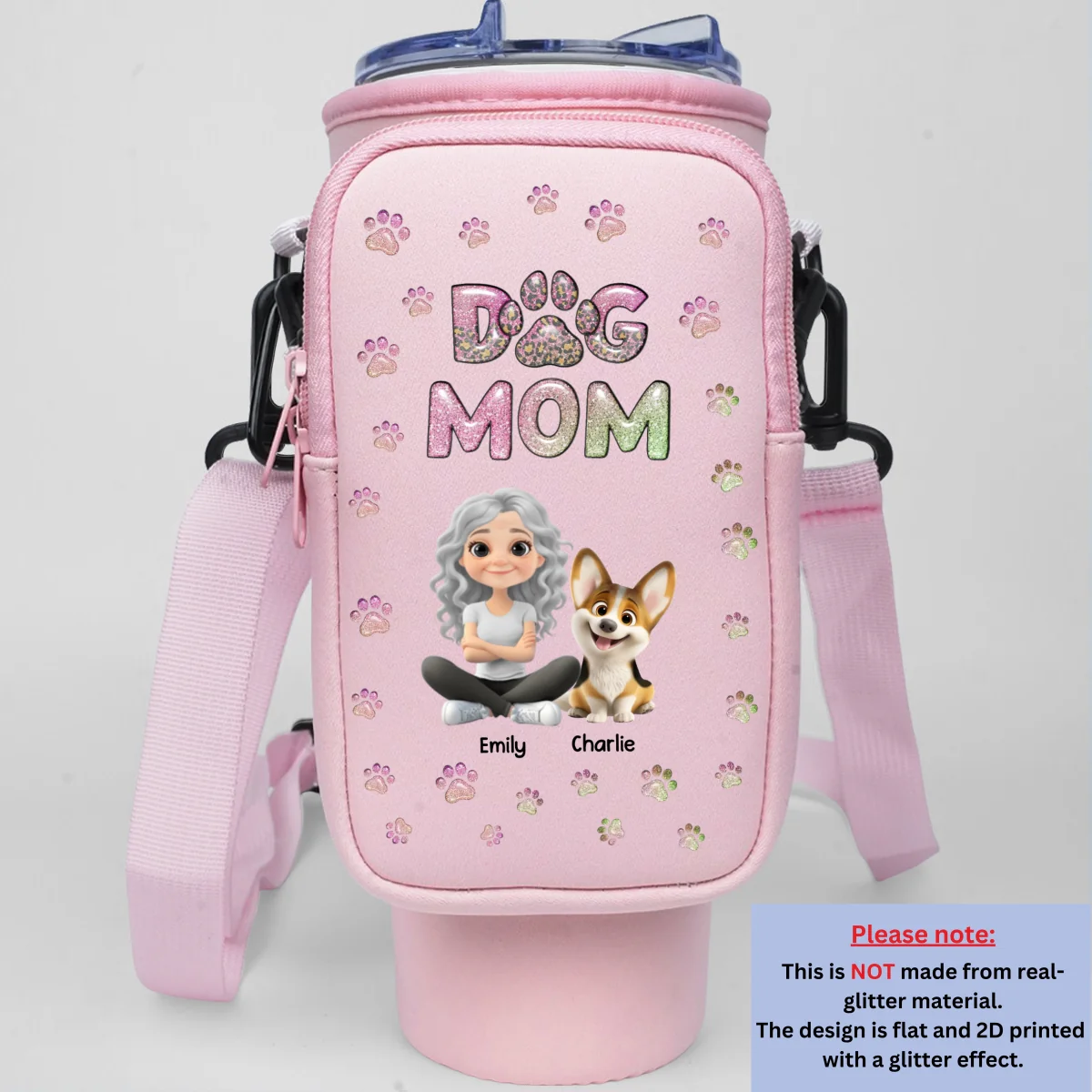 Dog Mom Lovely Chibi - Personalized Custom Water Bottle Carrier Bag - Image 12