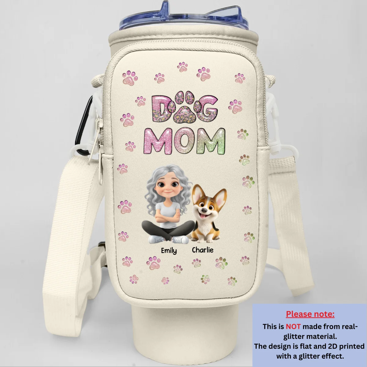 Dog Mom Lovely Chibi - Personalized Custom Water Bottle Carrier Bag - Image 13