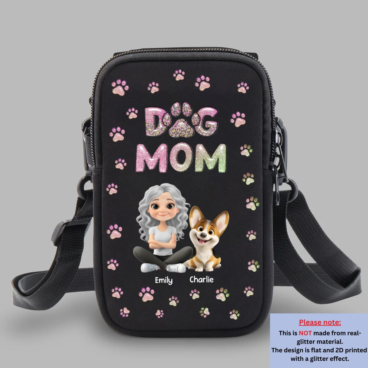 Dog Mom Lovely Chibi - Personalized Custom Water Bottle Carrier Bag - Image 8