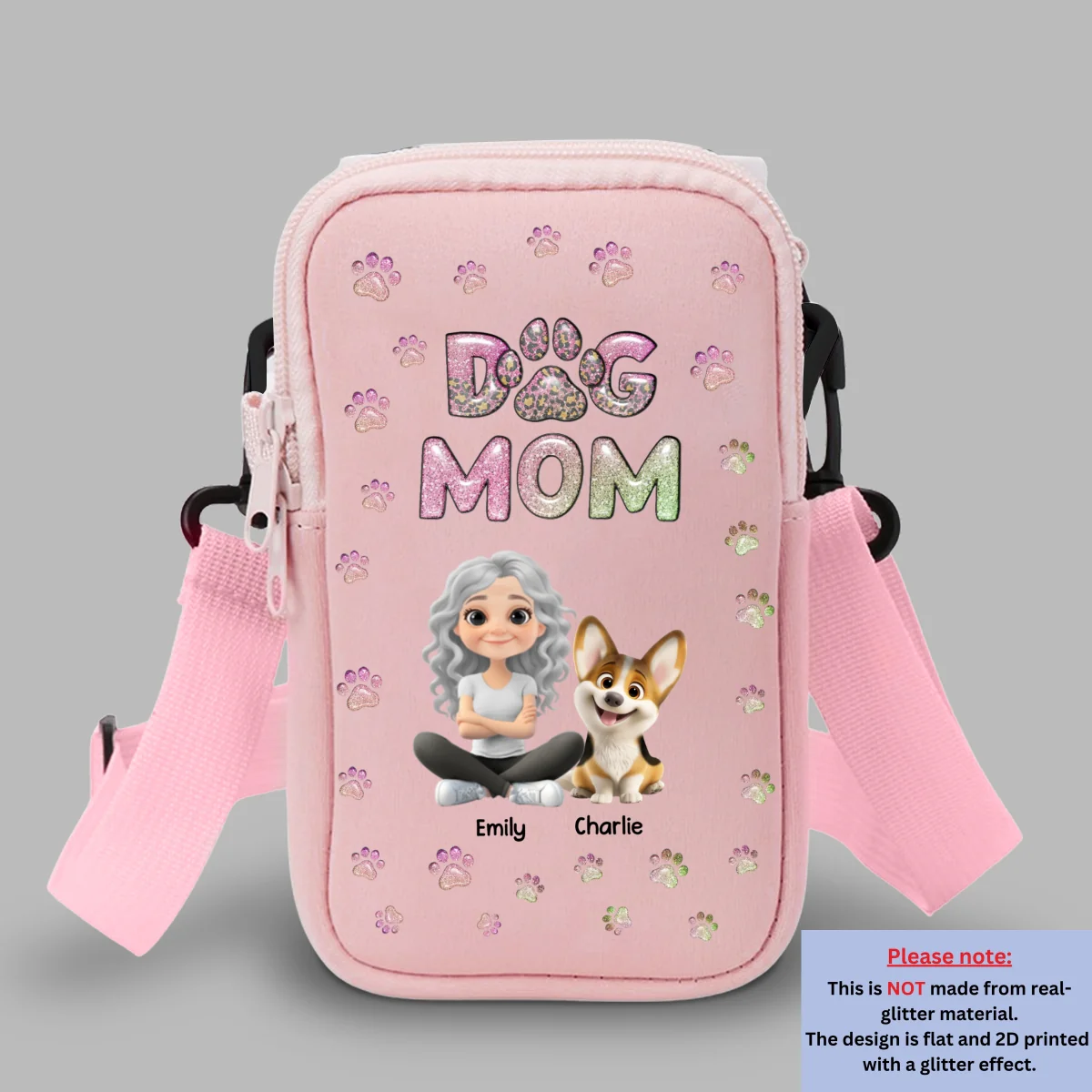 Dog Mom Lovely Chibi - Personalized Custom Water Bottle Carrier Bag - Image 9