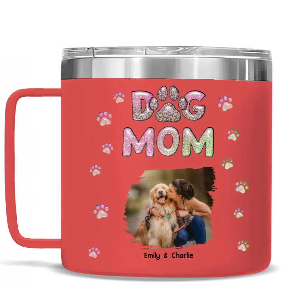 Dog Mom Lovely Chibi Photo - Personalized Custom 14oz Stainless Steel Tumbler With Handle - Image 6