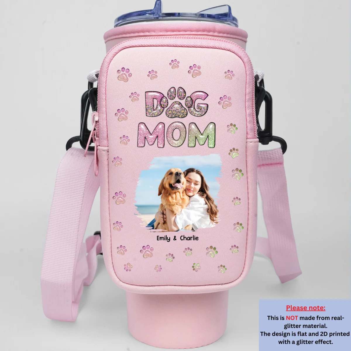 Dog Mom Lovely Chibi Ver Photo - Personalized Custom Water Bottle Carrier Bag - Image 10