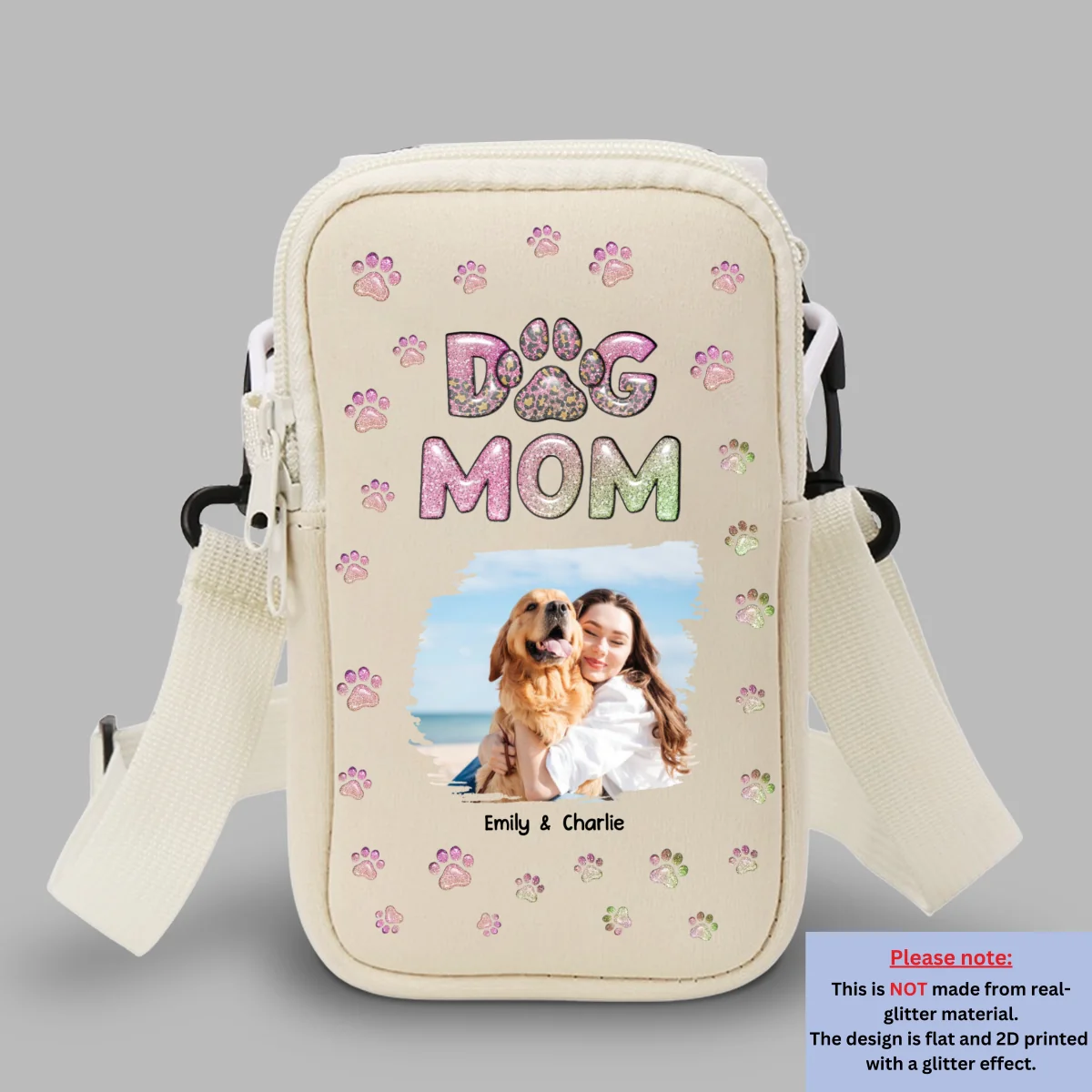 Dog Mom Lovely Chibi Ver Photo - Personalized Custom Water Bottle Carrier Bag - Image 8