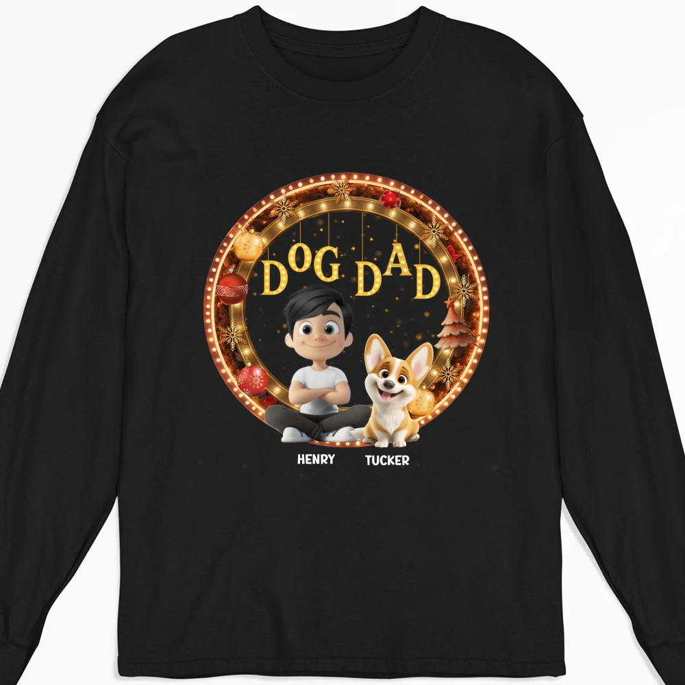 Dog Mom Mum Dad Circle - Personalized Custom Long Sleeve T-Shirt - Image 4