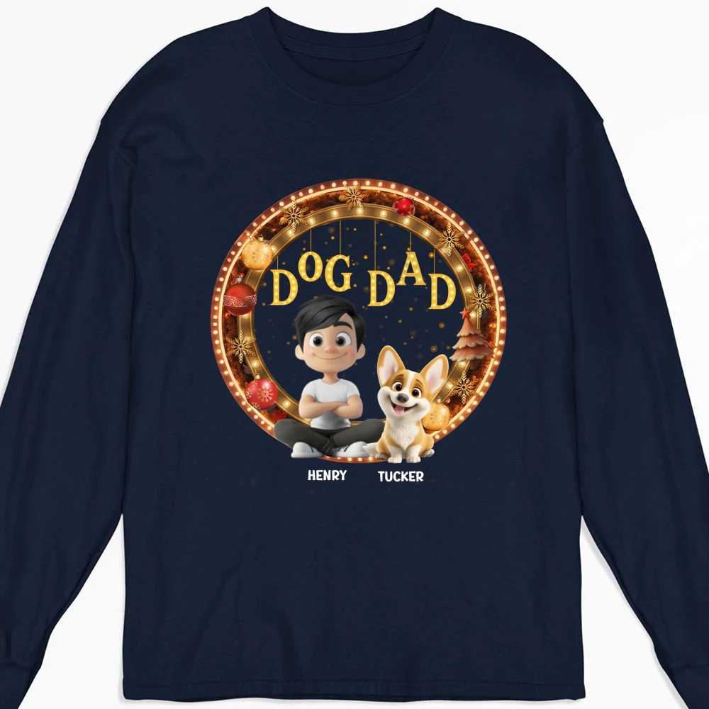 Dog Mom Mum Dad Circle - Personalized Custom Long Sleeve T-Shirt - Image 5