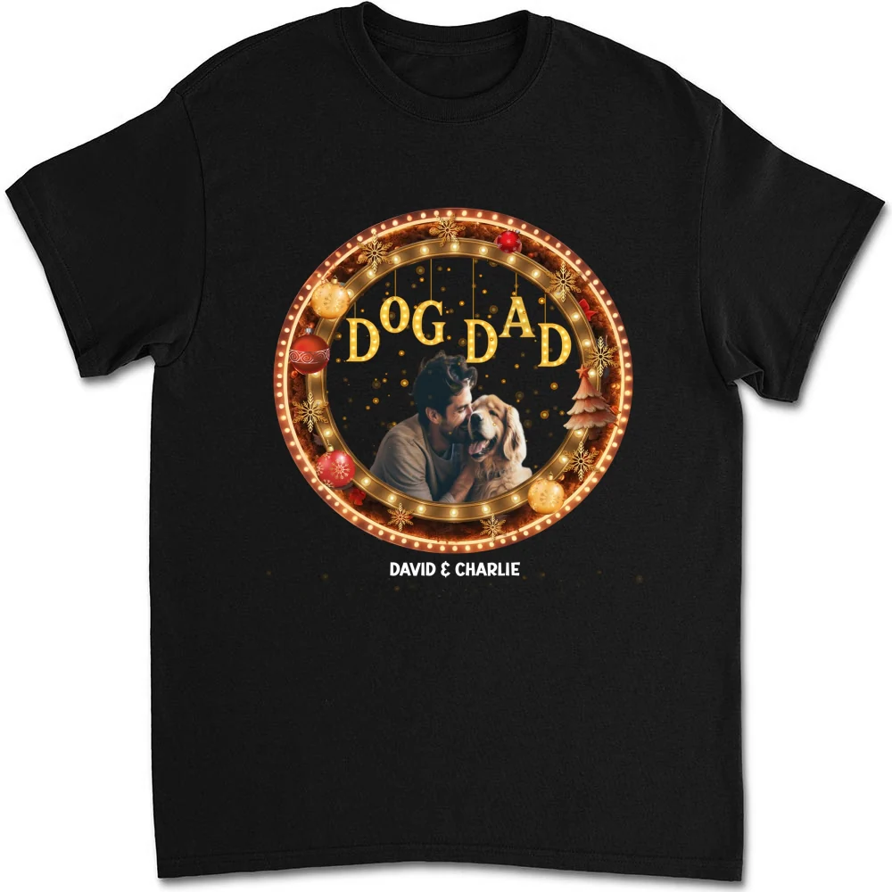 Dog Mom Mum Dad Circle Photo - Personalized Custom Unisex T-Shirt - Image 3