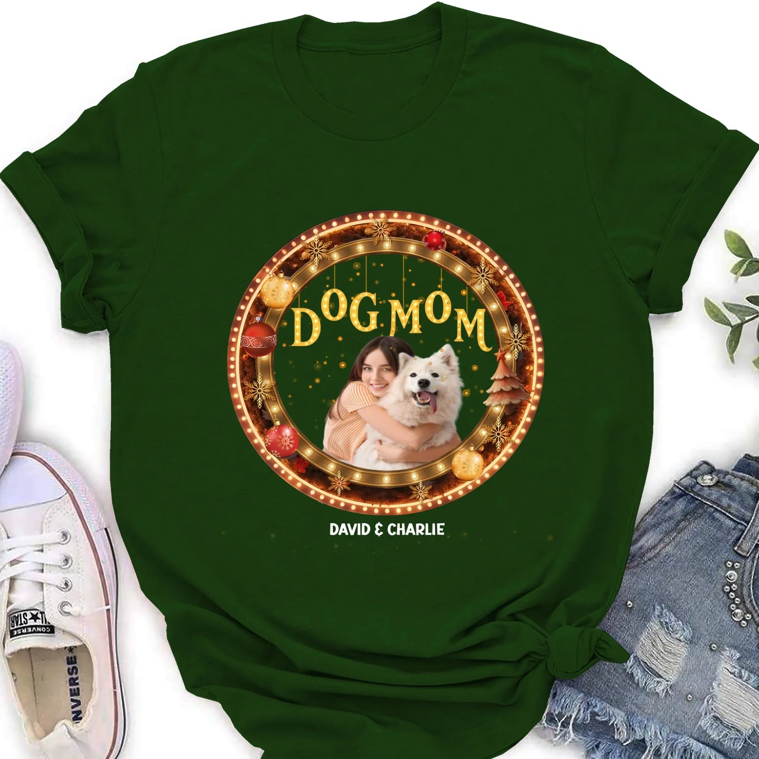 Dog Mom Mum Dad Circle Photo - Personalized Custom Women's T-Shirt - Image 4