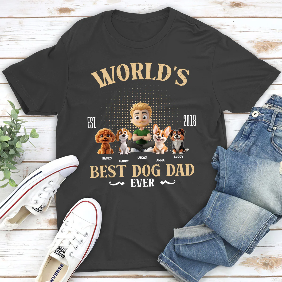 Dog Mom Mum Dad With Love - Personalized Custom Unisex T-shirt - Image 5
