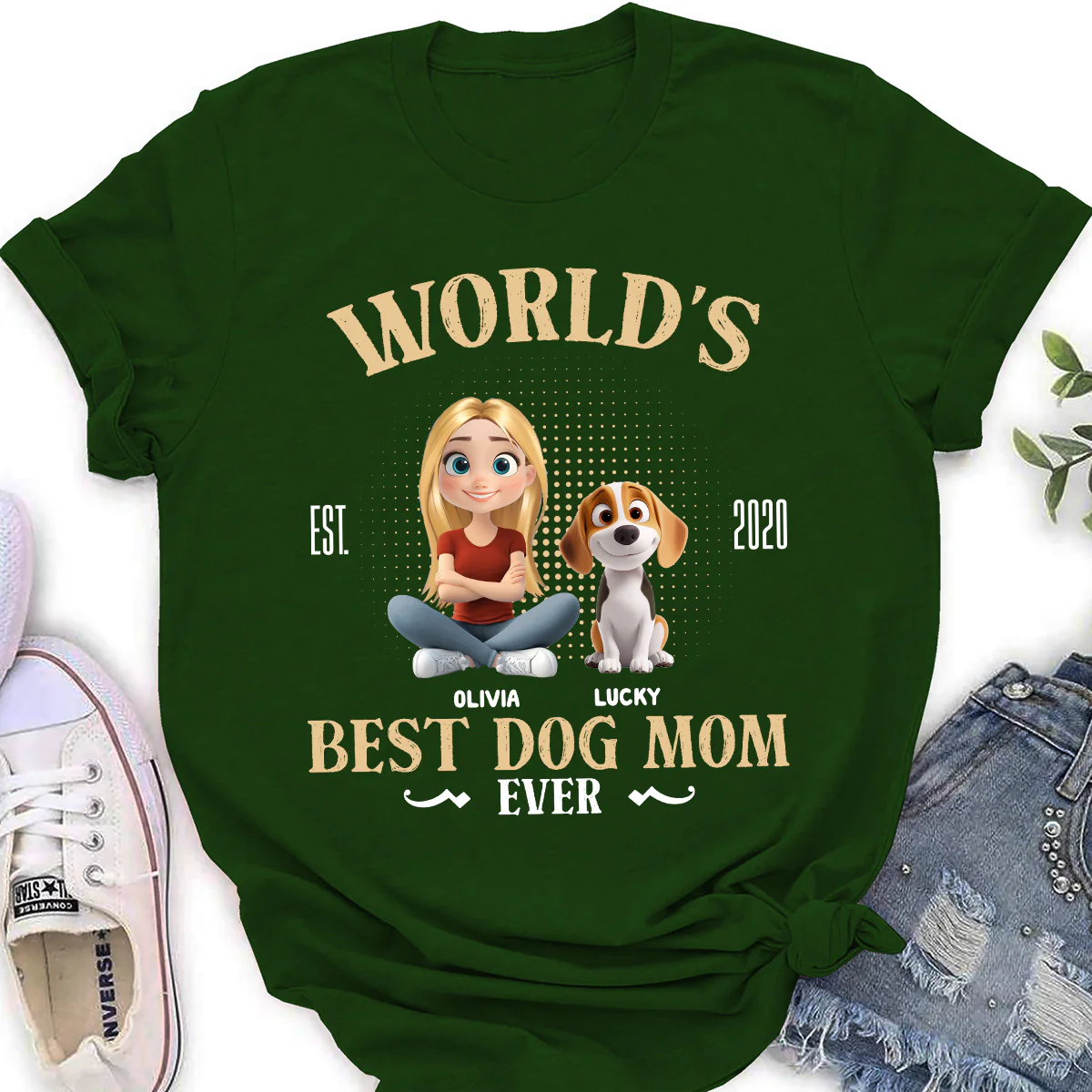 Dog Mom Mum Dad With Love - Personalized Custom Women's T-shirt - Image 4