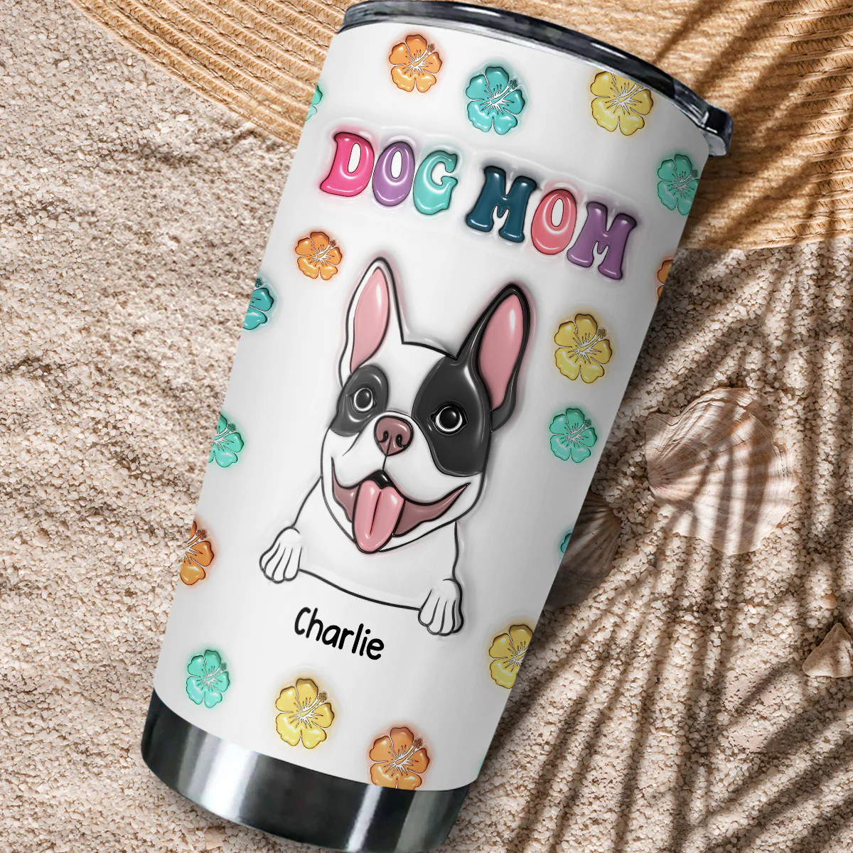Dog Mom Mum - Personalized Custom 3D Inflated Effect Tumbler - Image 3