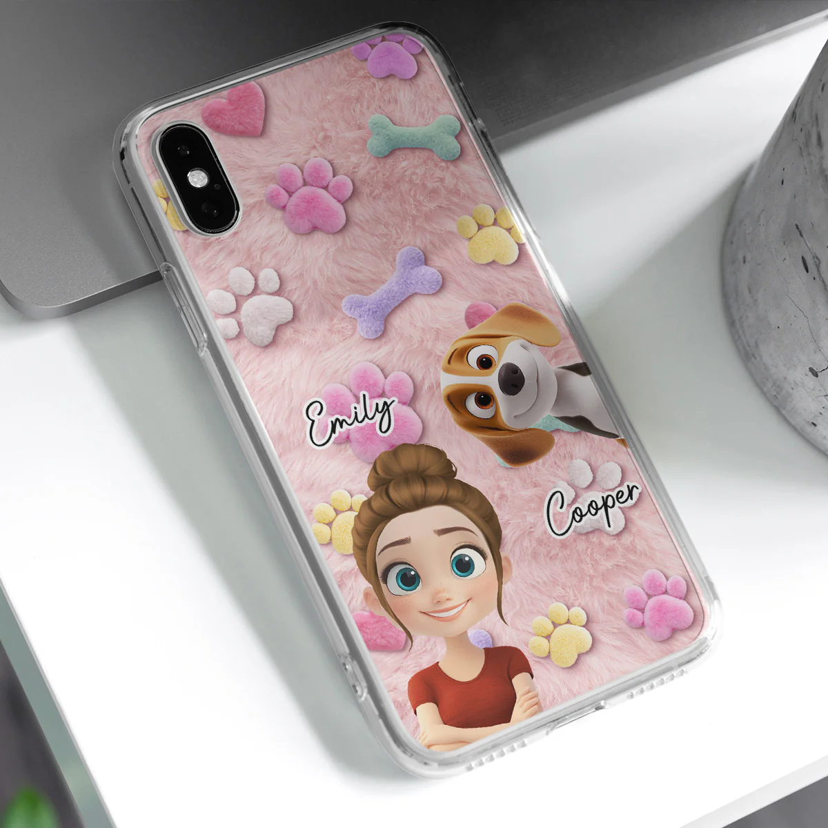 Dog Mom Mum With Fur Baby - Personalized Custom 3D Effect Phone Case - Image 3