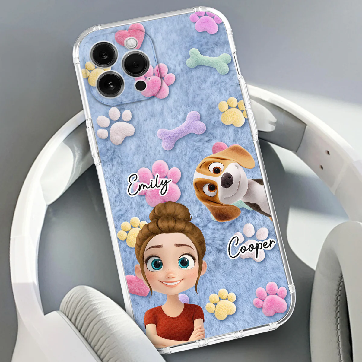 Dog Mom Mum With Fur Baby - Personalized Custom 3D Effect Phone Case - Image 4