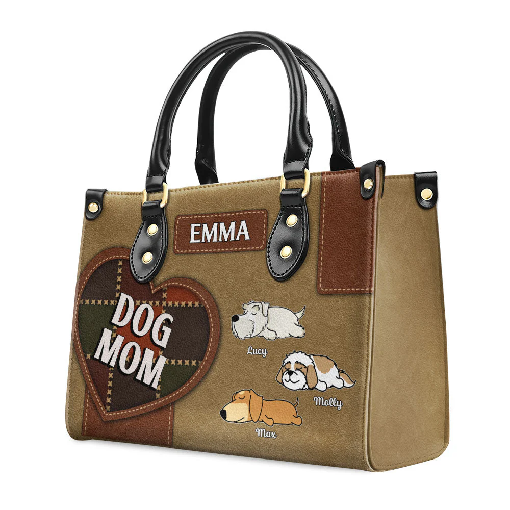 Dog Mom Patchwork - Personalized Custom Leather Bag - Image 3