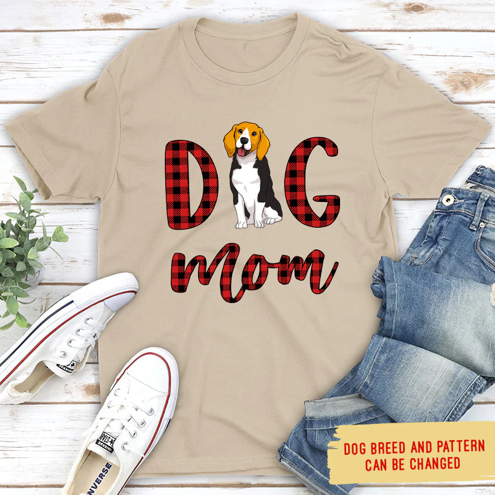 Dog Mom Pattern - Personalized Custom Unisex T-shirt - Image 3