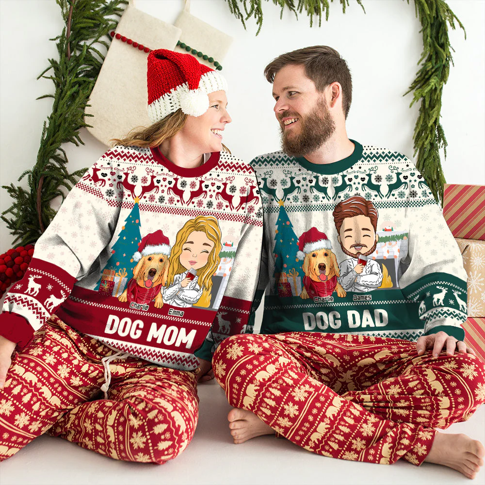 Dog Mom Pawlidays - Personalized Custom All-Over-Print Sweatshirt - Image 7