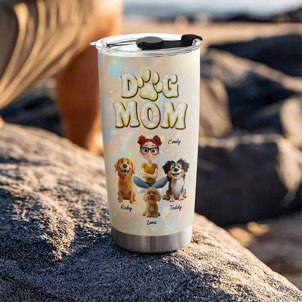 Dog Mom Pearl - Personalized Custom Tumbler - Image 3