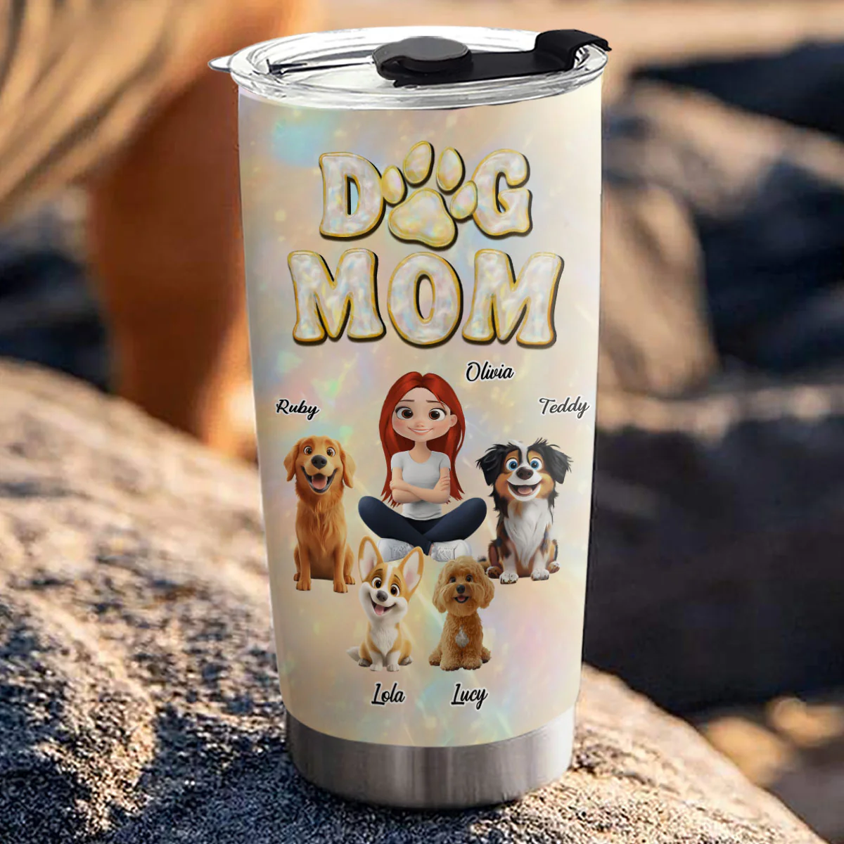 Dog Mom Pearl - Personalized Custom Tumbler - Image 4
