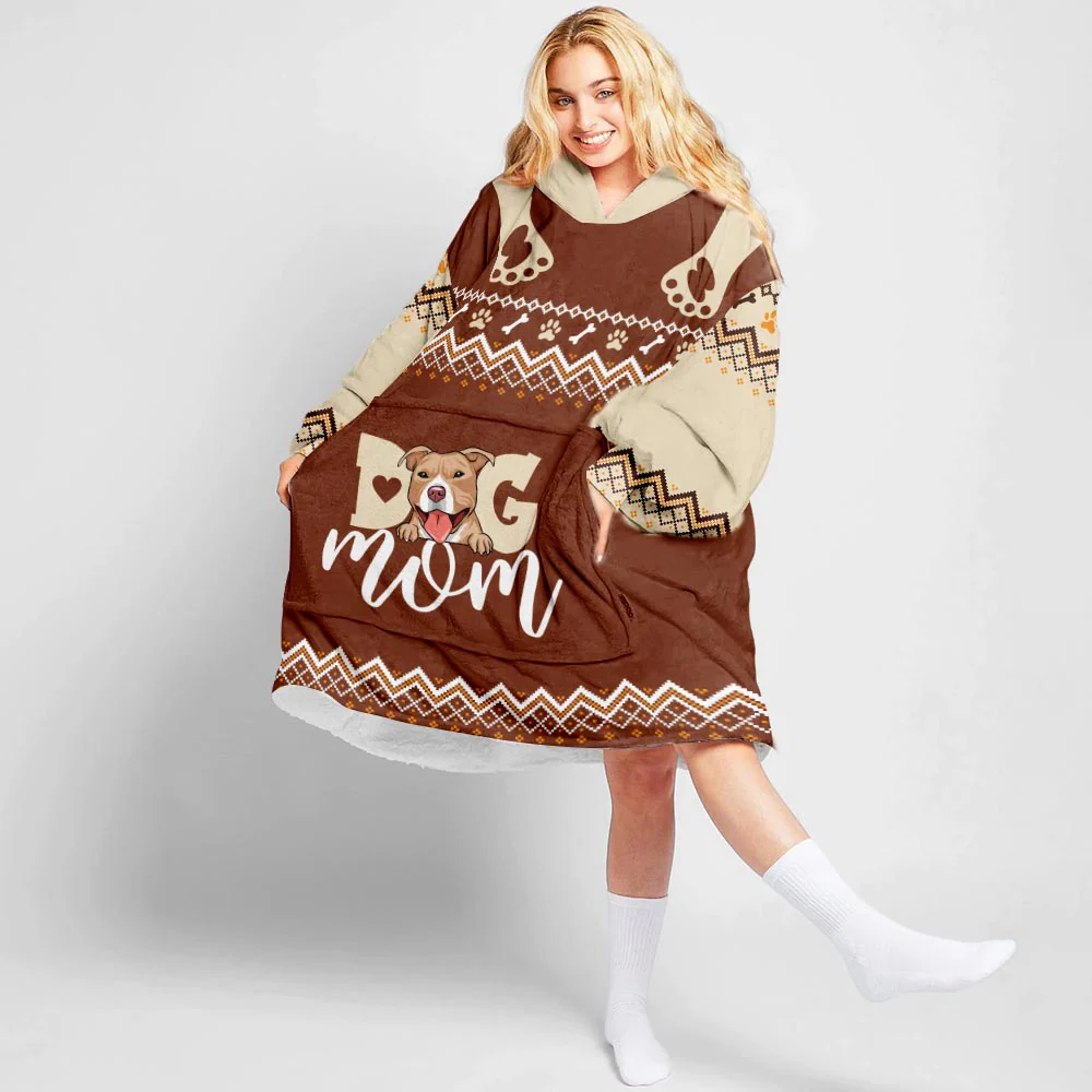 Dog Mom - Personalized Custom Blanket Hoodie - Image 4